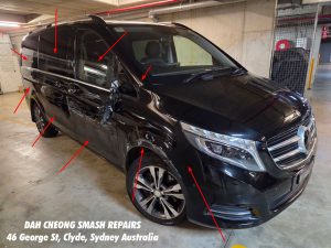 mercedes-benz v250d van smash repair dah cheong sydney front