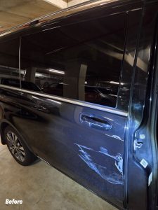 mercedes-benz v250d van smash repair dah cheong sydney before side door damage
