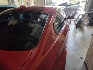 BMW M3 Red Paint scratch dent repair Dah Cheong Sydney rear side right