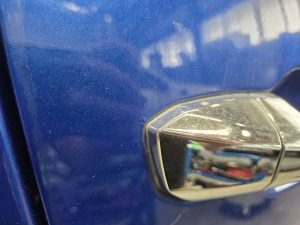 LDV T60 MAX Ute Dah Cheong Smash Repair dent inspection at workshop door handle closeup