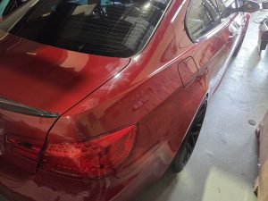 BMW M3 Red Paint scratch dent repair Dah Cheong Sydney rear right