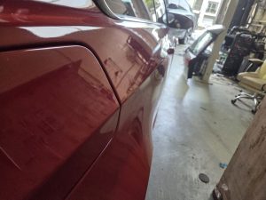 BMW M3 Red Paint scratch dent repair Dah Cheong Sydney side