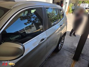BMW X3 bronze smash repair dah cheong sydney left side window