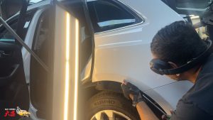 Audi Q3 white PDR dent repairs dah cheong sydney dent inspection