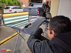 Nissan Navara Uke gray PDR dent Repairs Dah Cheong Sydney work in progress