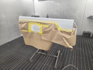 Ford Ranger XLT White Smash repair dents PDR Dah Cheong Sydney work in progress paint