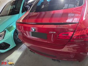 BMW M3 Red Paint scratch dent repair Dah Cheong Sydney rear trunk