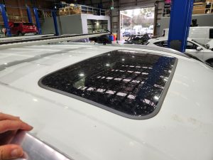 LDV D90 SUV White dah cheong smash repair inspection at centre top