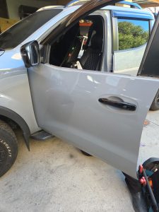 Nissan Navara Uke gray PDR dent Repairs Dah Cheong Sydney side door
