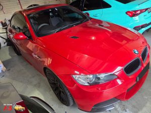 BMW M3 Red Paint scratch dent repair Dah Cheong Sydney front